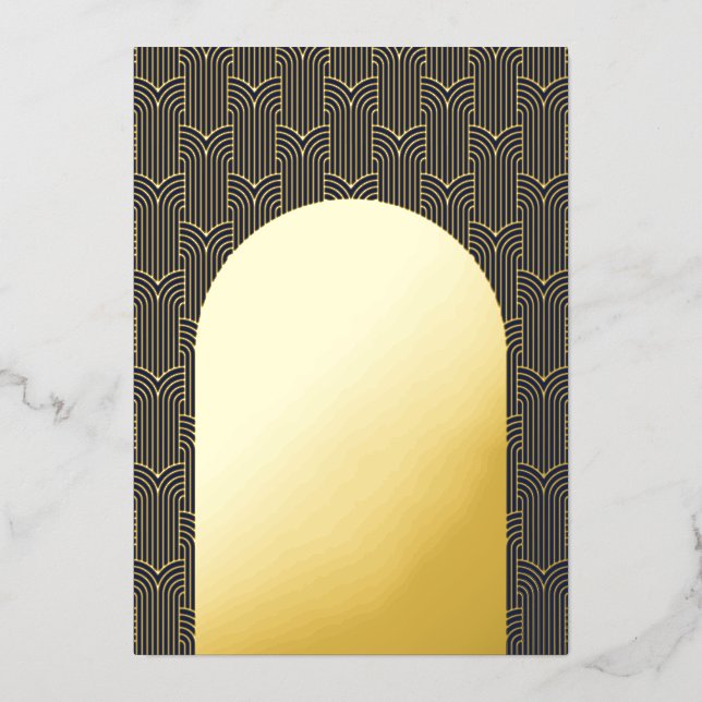 Navy Modern Geometric Wedding Foil Invitation (Front)