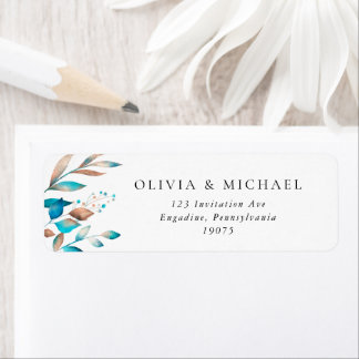 Navy Modern Greenery Rustic Wedding Address Label