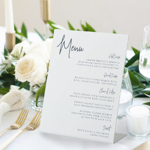 Navy   Modern Handwritten Script Menu Pedestal Sign