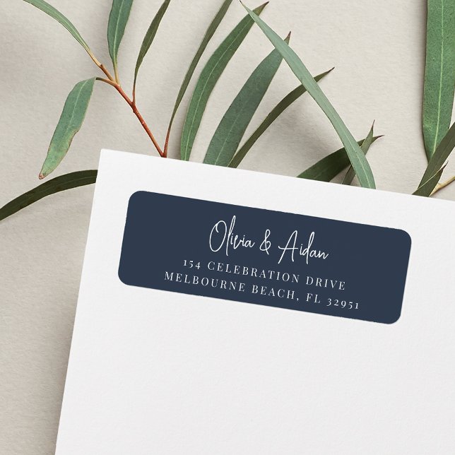 Navy | Modern Handwritten Script Return Address Label (Creator Uploaded)