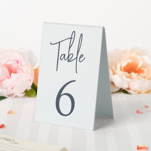 Navy  Modern Handwritten Script Table Number Table Tent Sign