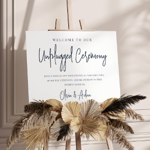 Navy   Modern Handwritten Unplugged Ceremony Sign