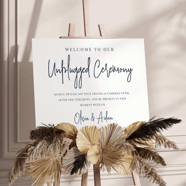 Navy | Modern Handwritten Unplugged Ceremony Sign (Creator Uploaded)
