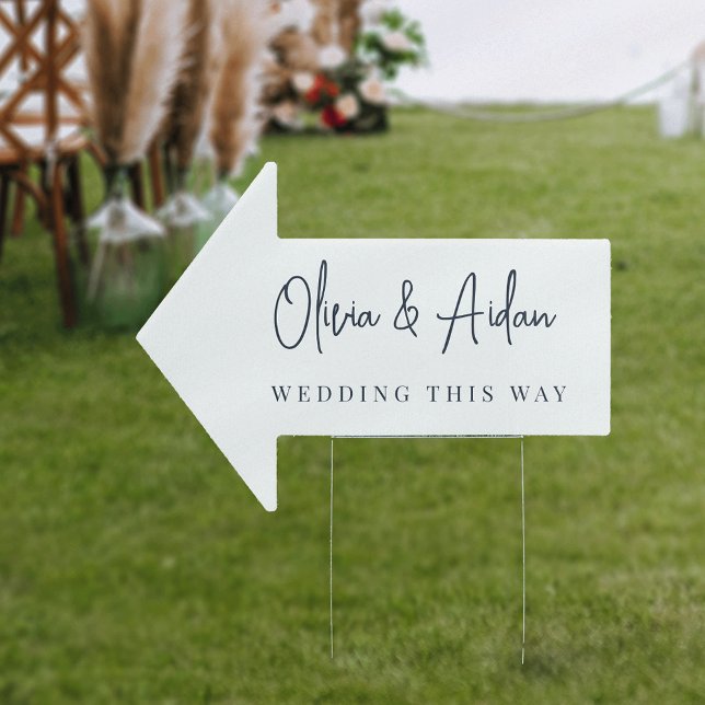 Navy | Modern Handwritten Wedding This Way Sign (Creator Uploaded)