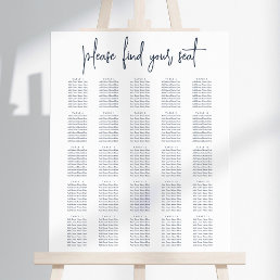 Navy | Modern Handwritten XL Wedding Seating Chart Foam Board