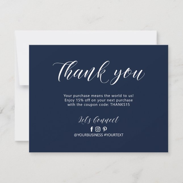 Navy Modern Lettering Business Package Thank You (Front)