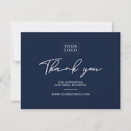Navy Modern Lettering Business Thank You Card