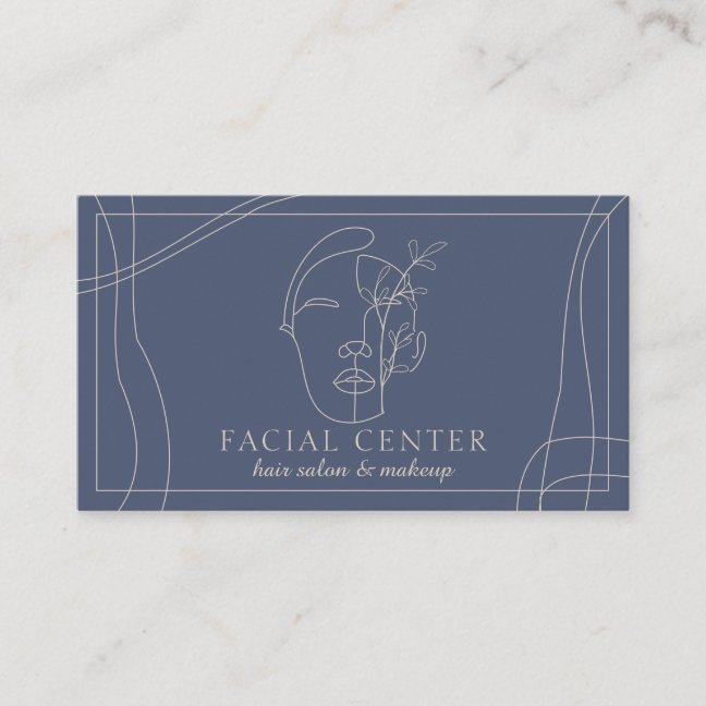 Navy Modern Makeup | Hair & Facial Stylist Business Card