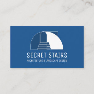 Navy Modern Minimalist Architecture Stairs Business Card