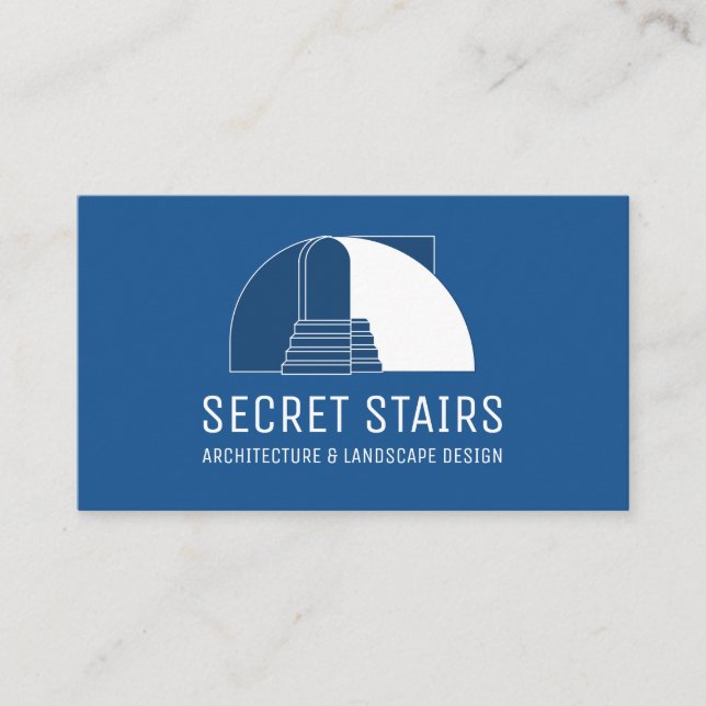 Navy Modern Minimalist Architecture Stairs Business Card (Front)