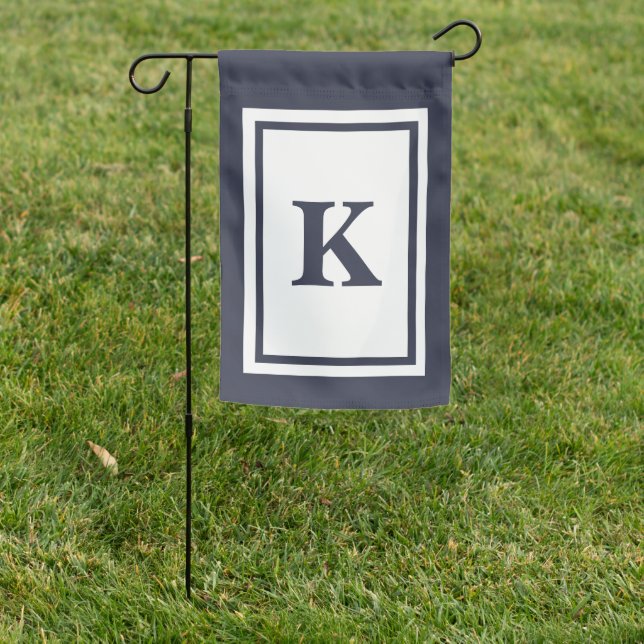 Navy Modern Personalized  Garden Flag (In SItu)