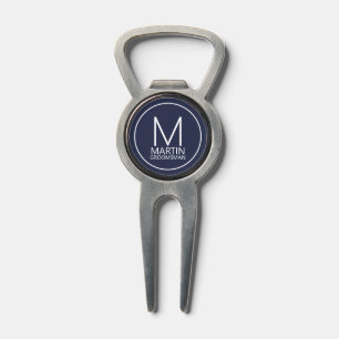 Navy Modern Personalized Monogram&Name Groomsmen Divot Tool
