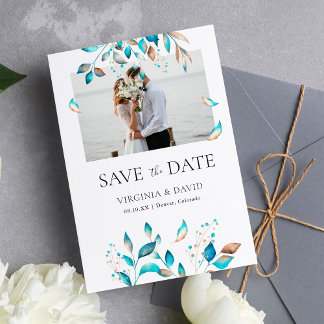 Navy Modern Photo Rustic Save The Date