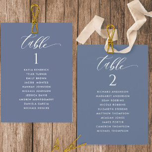 Navy Modern Seating Plan Cards with Guest Names