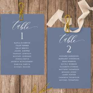 Navy Modern Seating Plan Cards with Guest Names