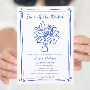 Navy Modern She's off the Market Bridal Shower  Invitation