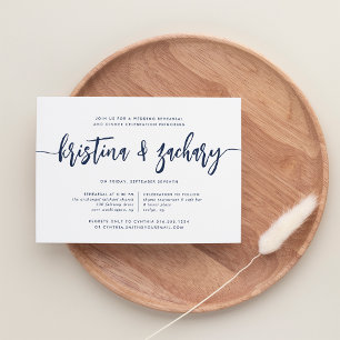 Navy   Modern Signature Rehearsal Dinner Invitation