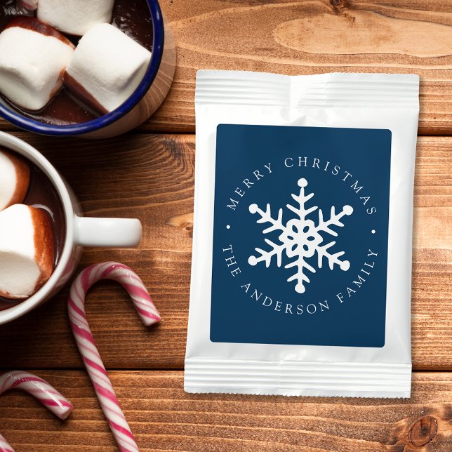 Navy Modern Snowflake Hot Chocolate Drink Mix (Creator Uploaded)