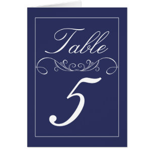 Navy Modern Swirl Wedding Table Number Cards