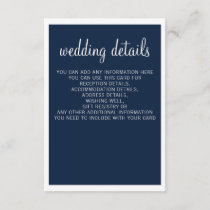 Navy Modern Wedding Details Enclosure Cards