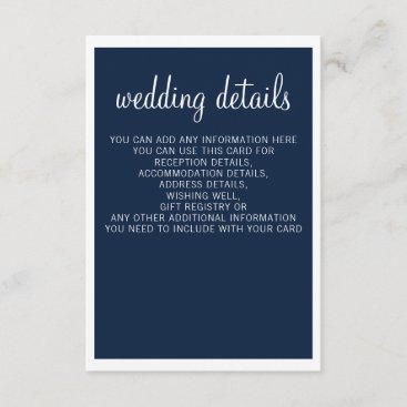 Navy Modern Wedding Details Enclosure Cards