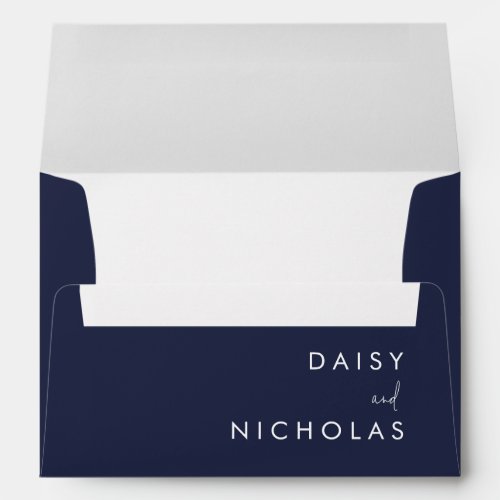 Navy Modern Wedding Engagement Envelope