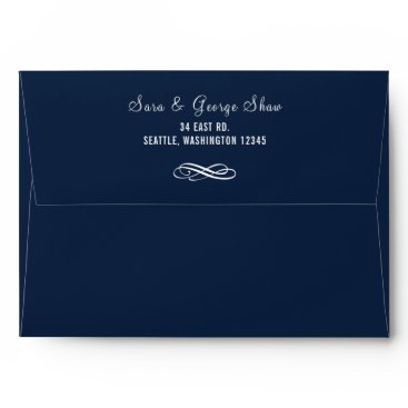 Navy Modern Wedding Invitations Envelopes