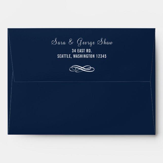 Navy Modern Wedding Invitations Envelopes (Back (Top Flap))