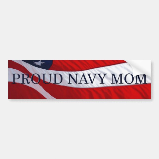 Navy Mom American Flag Bumper Sticker (Front)