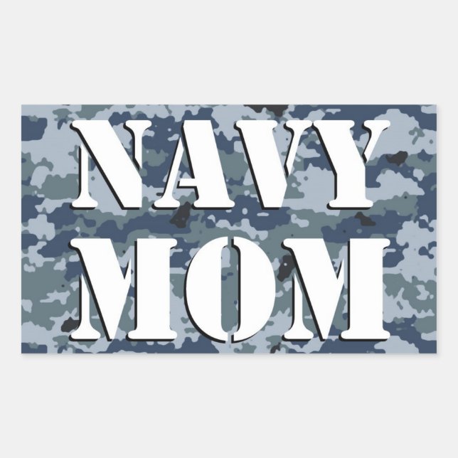 Navy Mom Camouflage Rectangle Rectangular Sticker (Front)