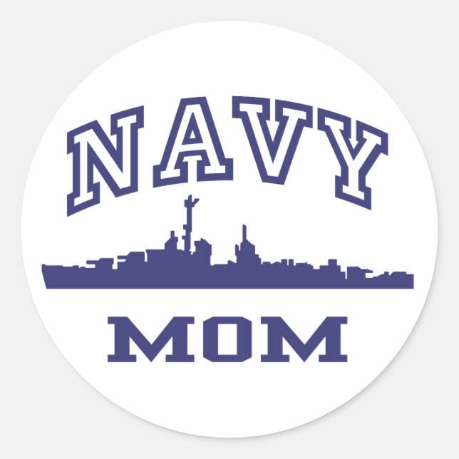 Navy Mom Classic Round Sticker (Front)