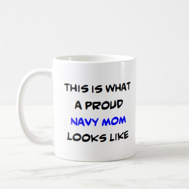 navy mom coffee mug (Left)