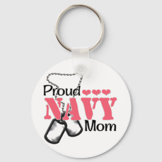 Navy Mom Hearts Keychain