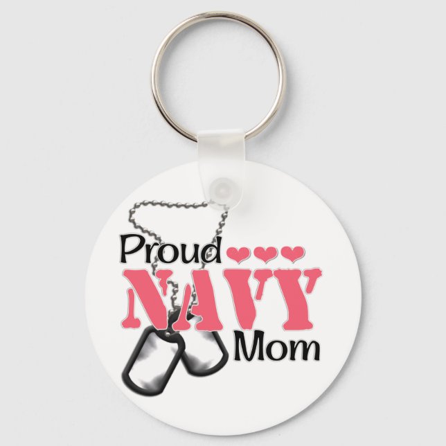 Navy Mom Hearts Keychain (Front)