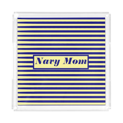 Navy Mom Mothers Day Gifts Decor Yellow Blue Acrylic Tray