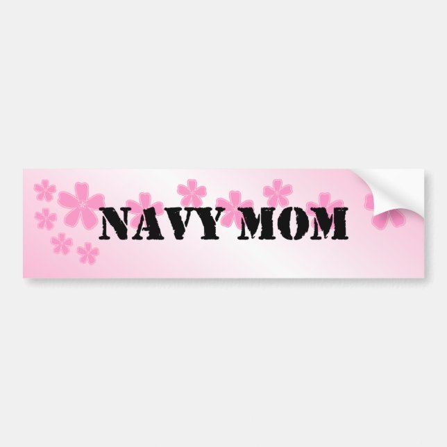 Navy Mom Pale Pink Bumper Sticker (Front)