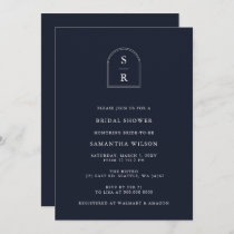 Navy Monogram Arch Modern Bridal Shower Invitation
