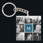 Navy Monogram Family Photo Collage Keychain<br><div class="desc">Monogram Family Photo Collage. Personalize this custom design with your own monogram initial or text.</div>