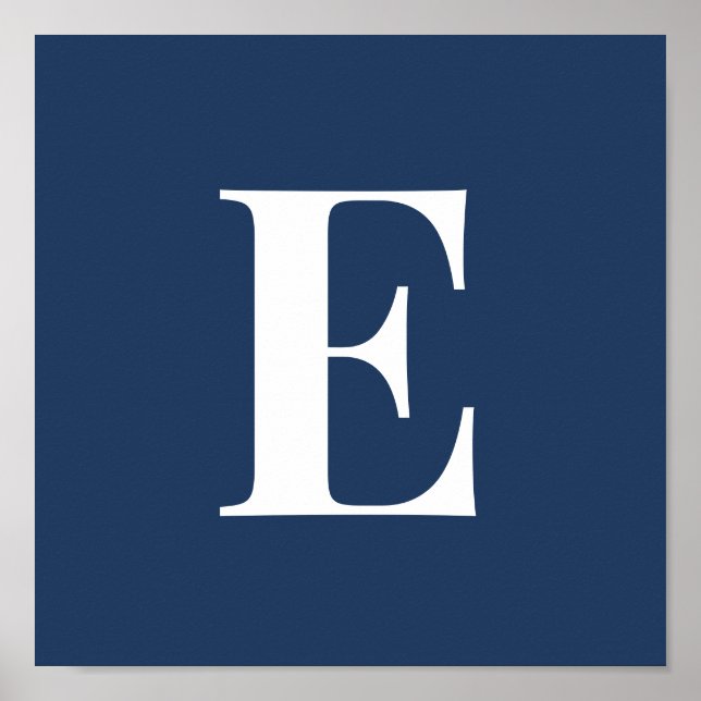 Navy Monogram Letter Poster | Personalized Initial (Front)