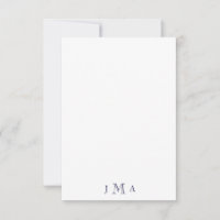 Navy Monogram Masculine Flat Thank You Card