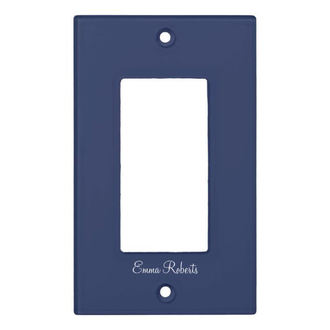 Navy Monogram Modern Wall Accent Light Switch Cover (Front)