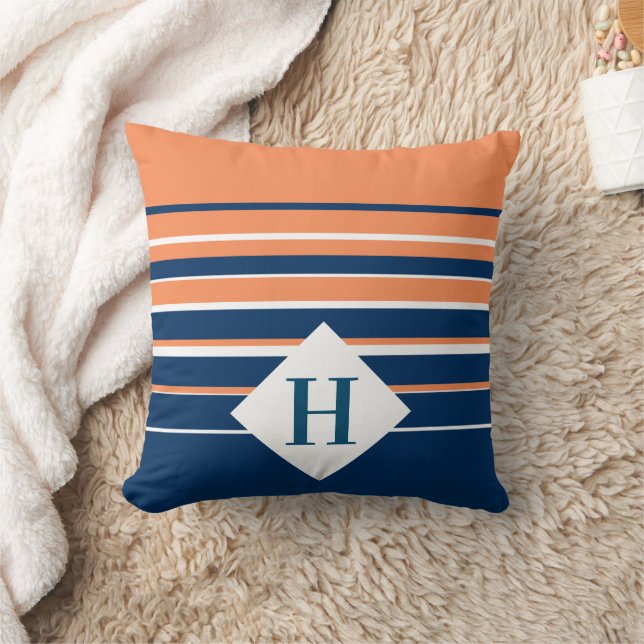 Navy Monogram Throw Pillow (Blanket)