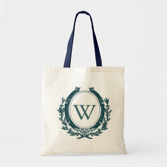 Navy Monogram Tote Bag (Front)
