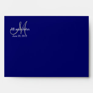 Navy Monogram Wedding Invitation Envelope