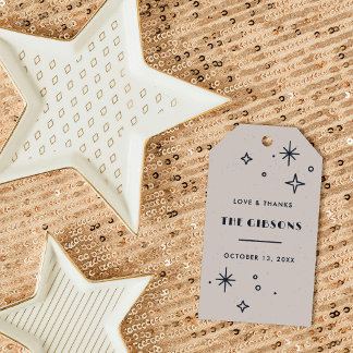 Navy Moon & Stars Celestial Wedding Favor Gift Tags
