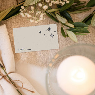 Navy Moon & Stars Celestial Wedding Place Card