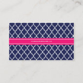 Navy Moroccan Tiles Lattice Personalized Business Card (Back)
