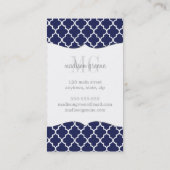 Navy Moroccan Tiles Lattice Personalized Business Card (Back)