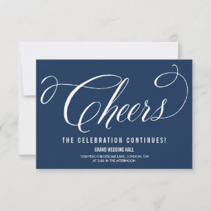 Navy Mr. & Mrs. Elegant Script Reception Card