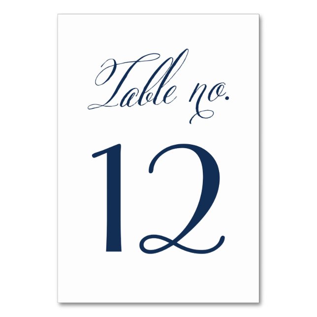 Navy Mr. & Mrs. Elegant Script Table Numbers (Back)